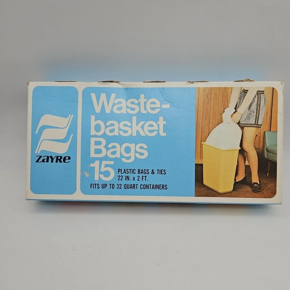 Vintage Zayre Waste Basket Bags Brand New Deadstock NOS 70s 80s 15 Plastic Bags